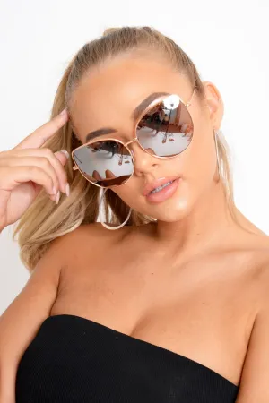 Rose Gold Oversized Cat Eye Sunglasses - Kaytlin