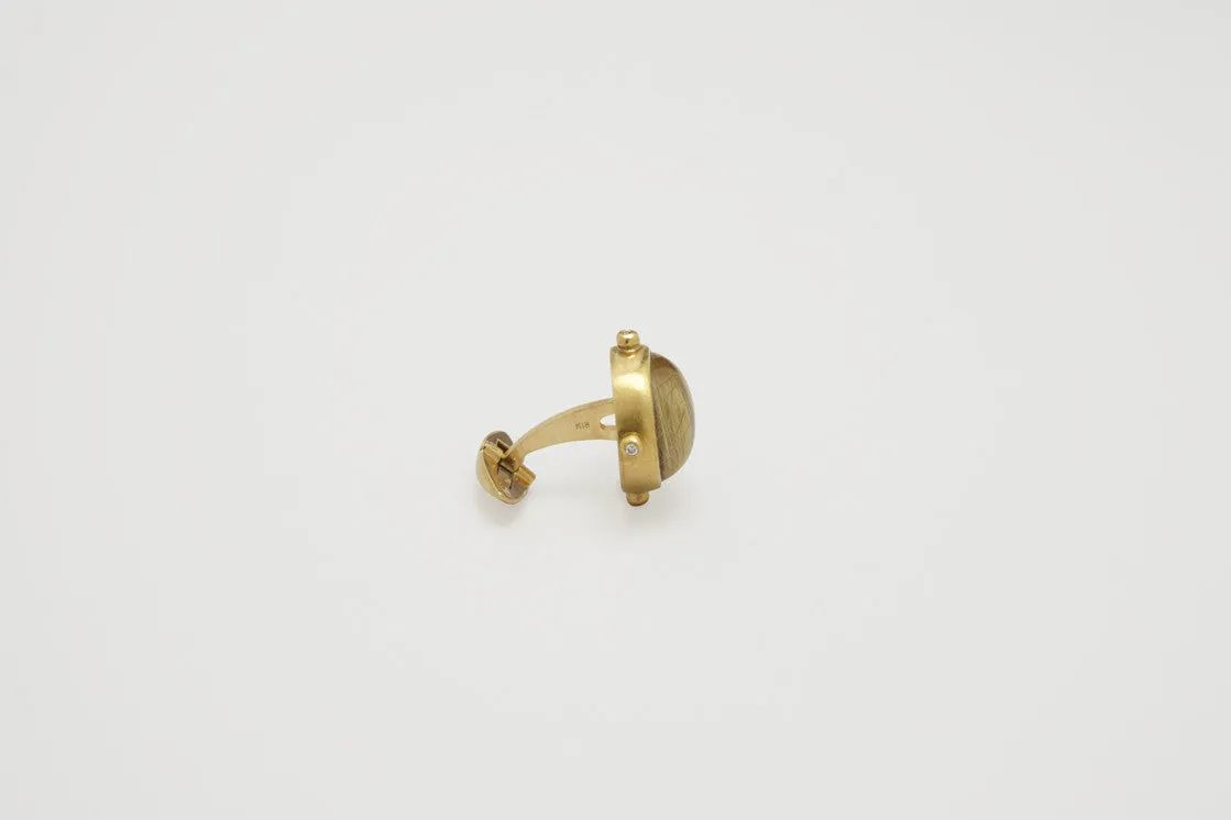 Rutilated Quartz & Diamond Cufflinks