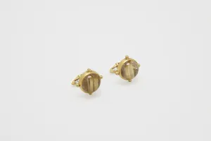 Rutilated Quartz & Diamond Cufflinks