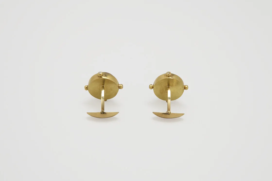 Rutilated Quartz & Diamond Cufflinks