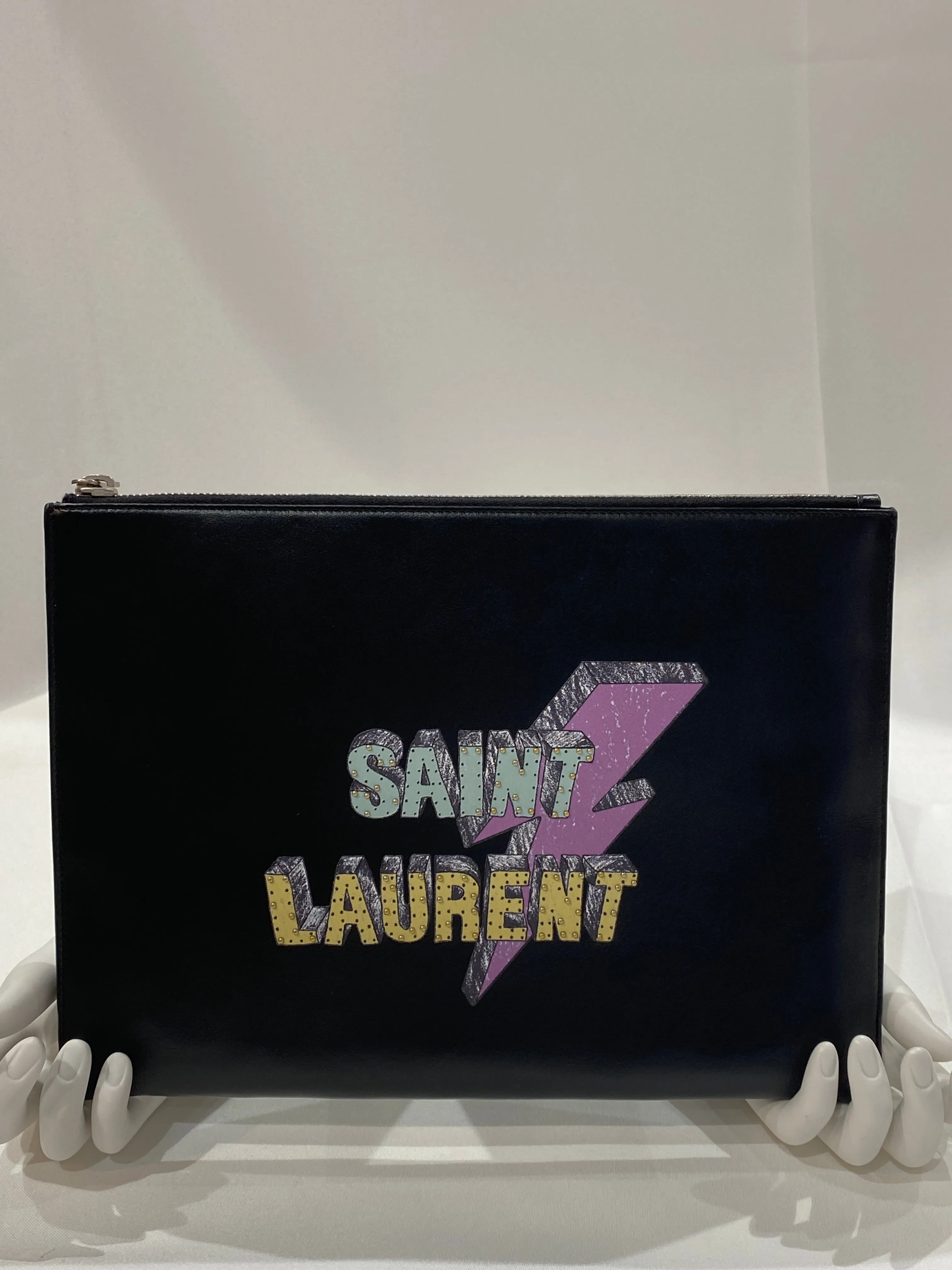Saint Laurent Zip Pouch Printed Leather Medium Pouch