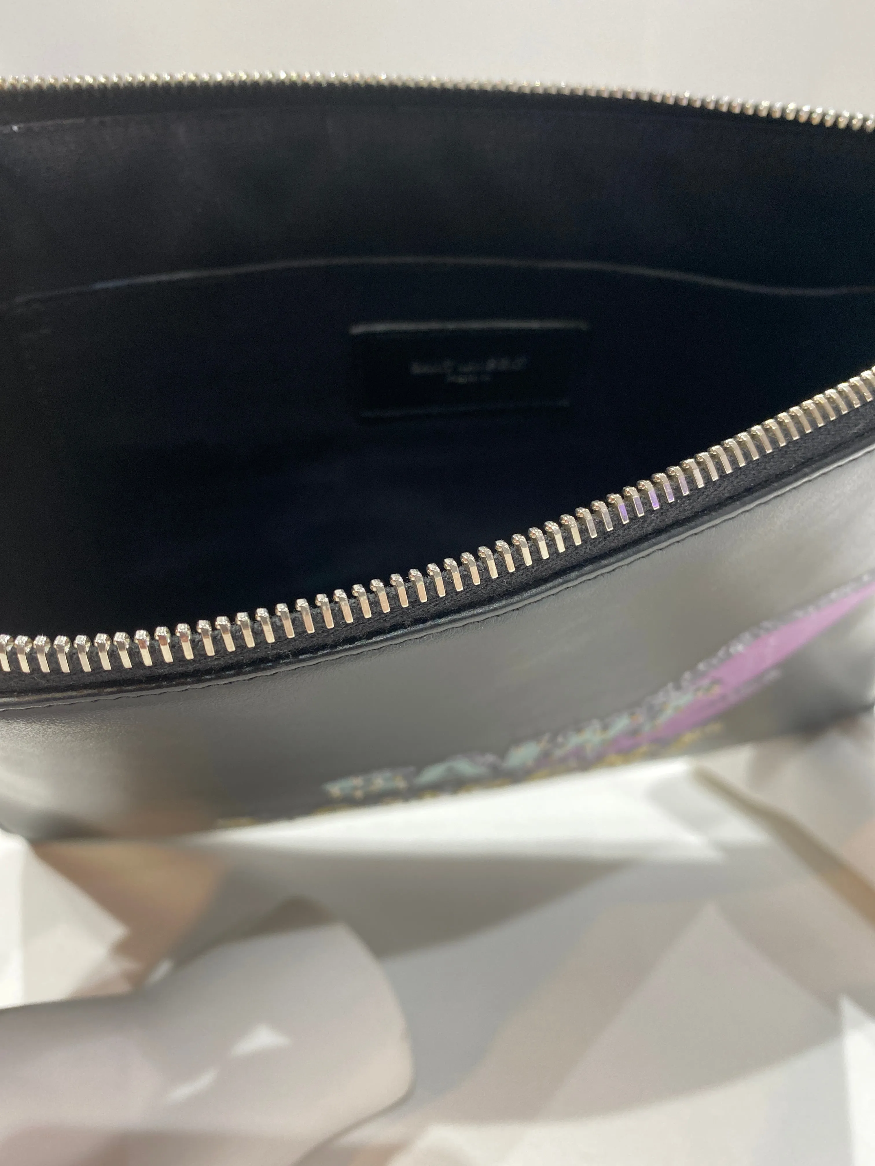 Saint Laurent Zip Pouch Printed Leather Medium Pouch