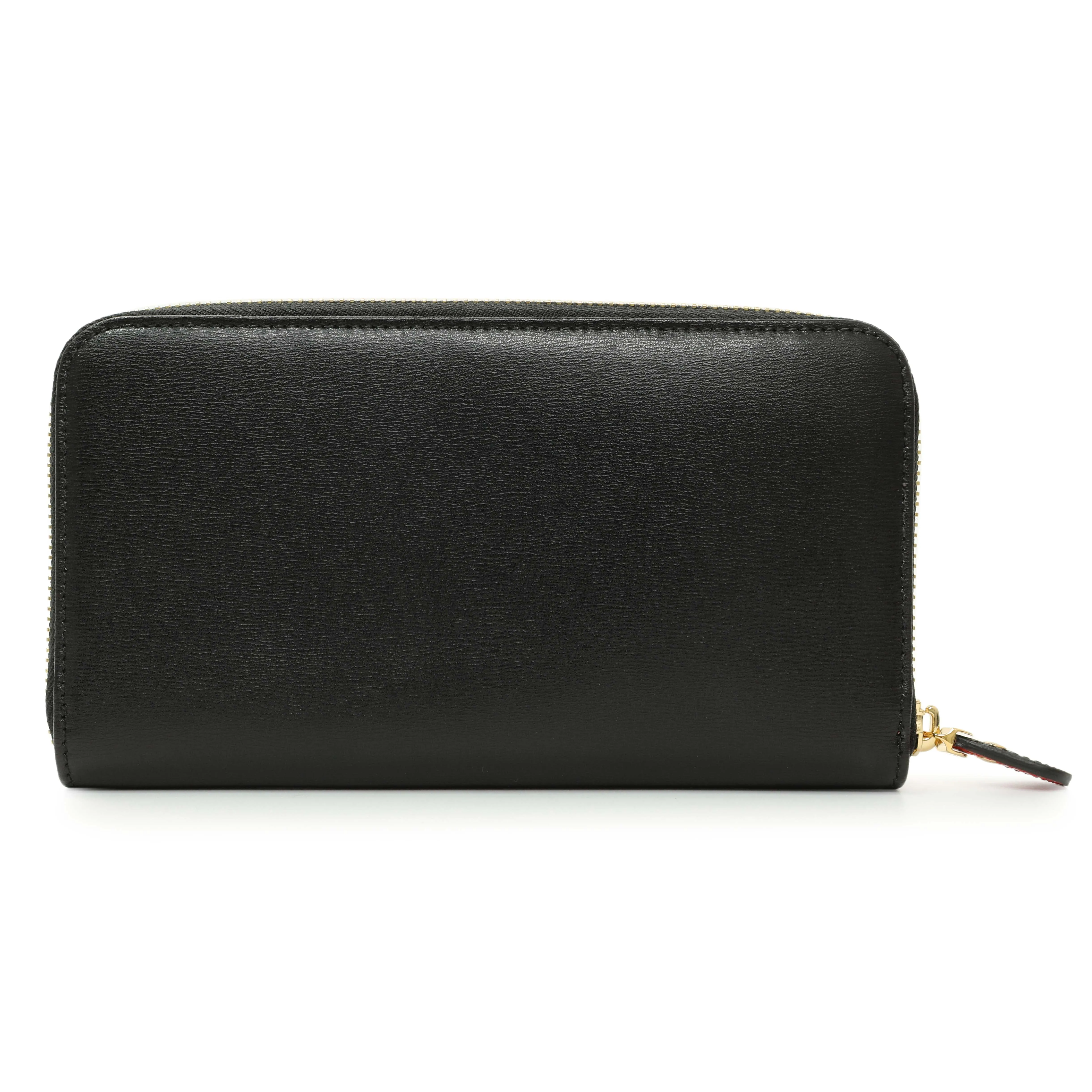 Salvatore Ferragamo Black Calfskin Gancini Zip Around Wallet
