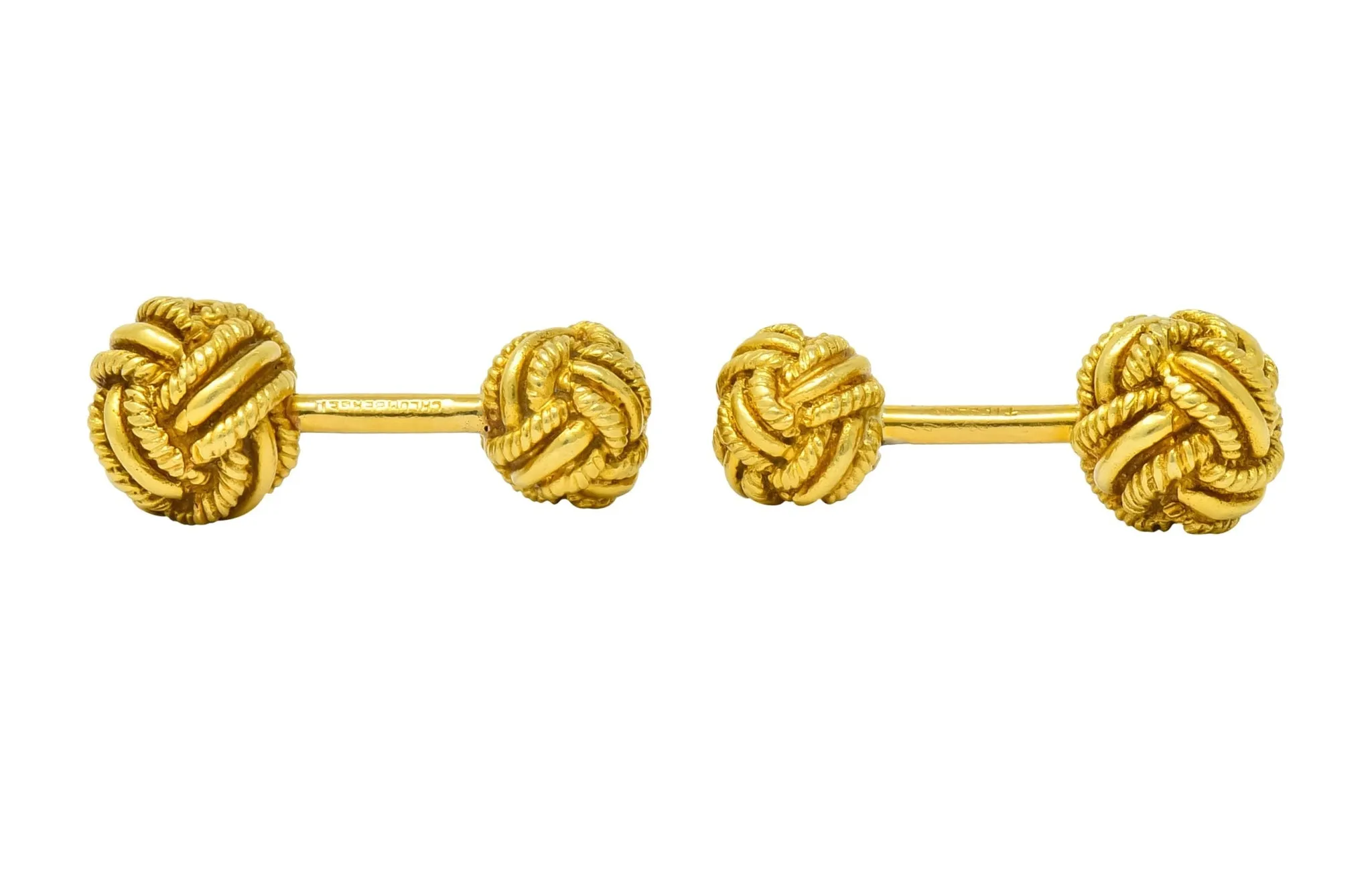 Schlumberger Tiffany & Co. Vintage 18 Karat Gold Men's Knot Cufflinks Circa 1980