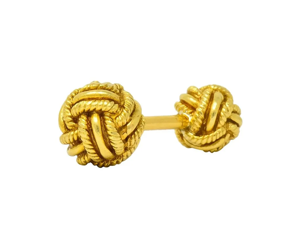 Schlumberger Tiffany & Co. Vintage 18 Karat Gold Men's Knot Cufflinks Circa 1980