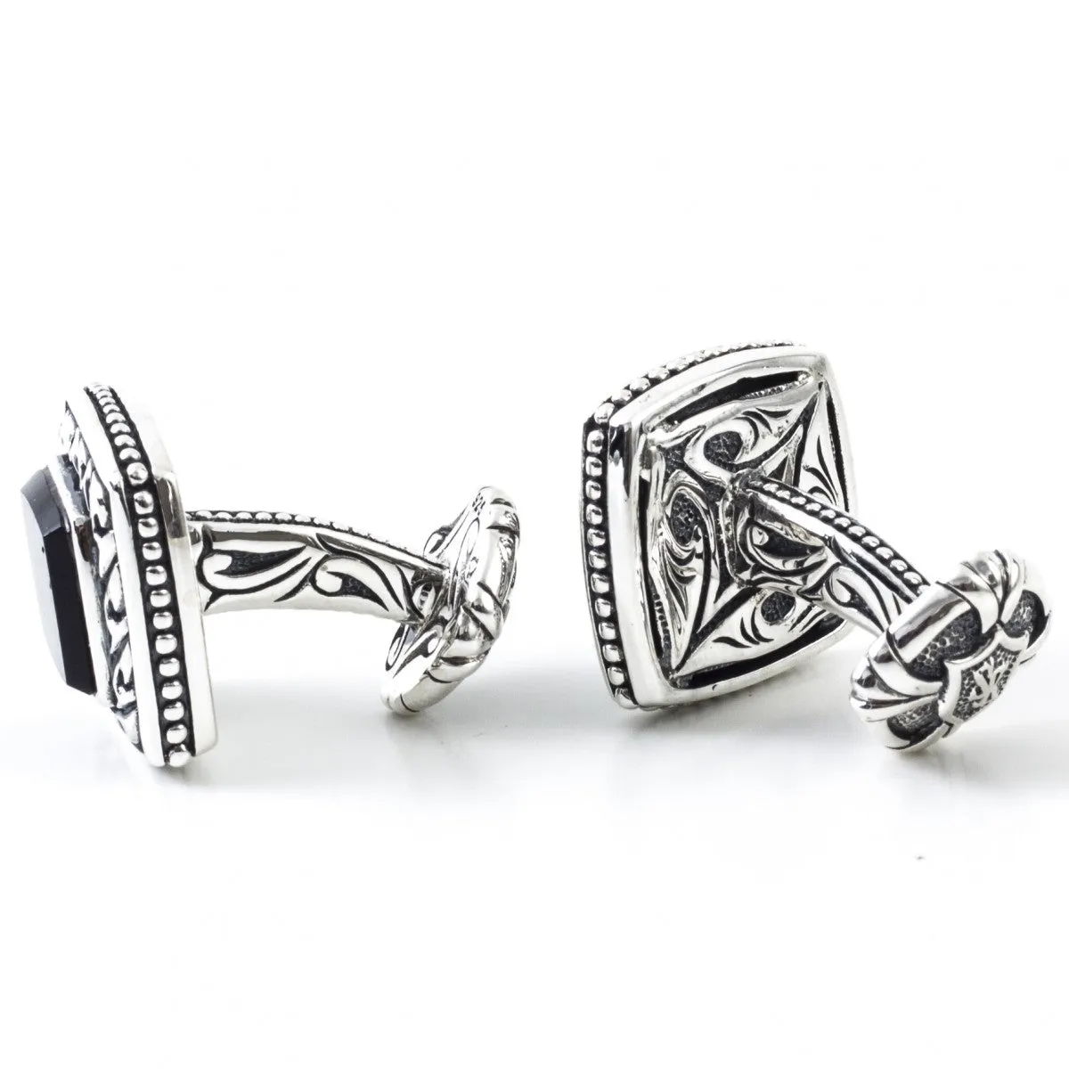 Scott Kay Sterling Silver Black Cufflinks, Onyx Stone