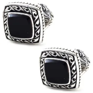 Scott Kay Sterling Silver Black Cufflinks, Onyx Stone