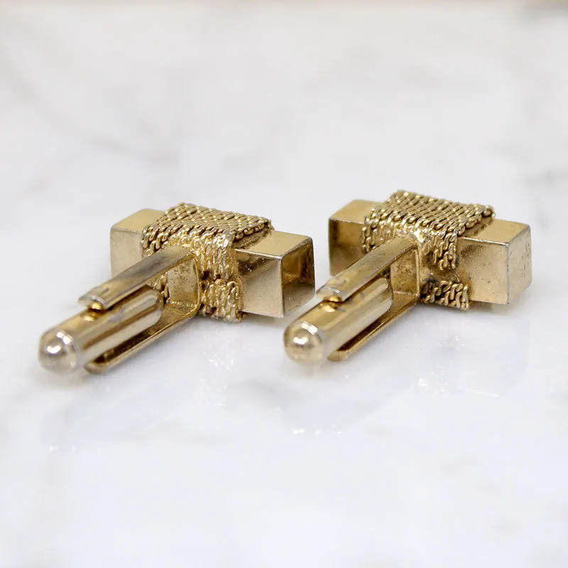 Sculptural Mid-Century Gold-Tone Cufflinks