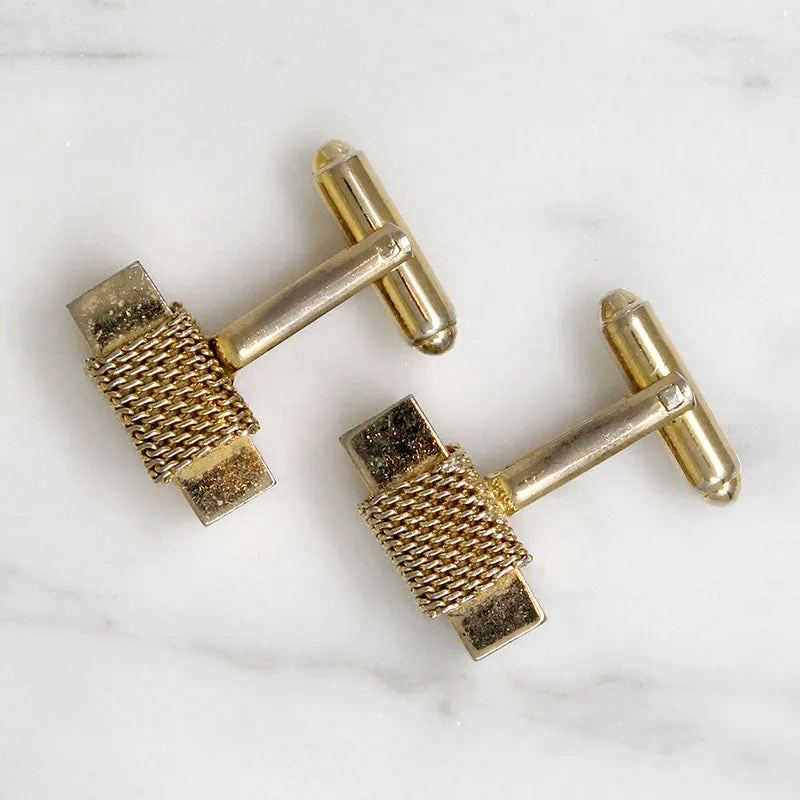 Sculptural Mid-Century Gold-Tone Cufflinks