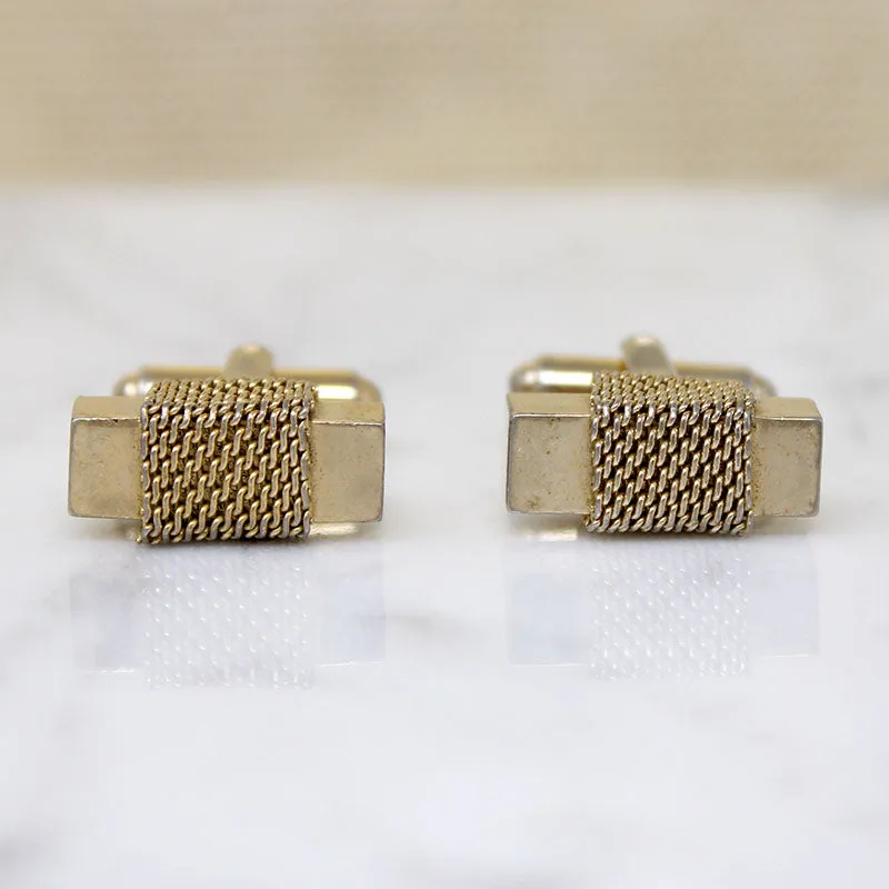 Sculptural Mid-Century Gold-Tone Cufflinks