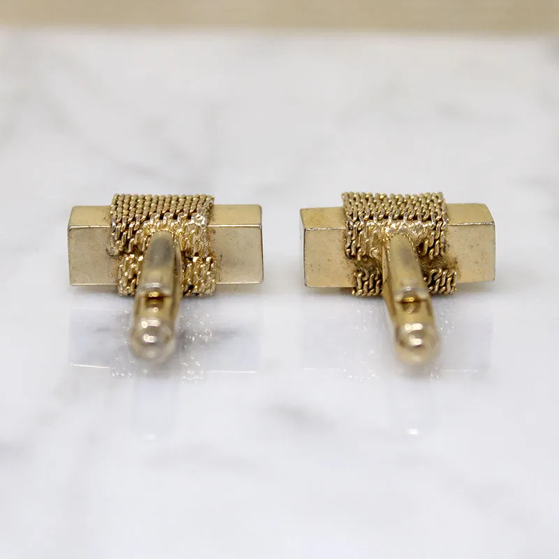 Sculptural Mid-Century Gold-Tone Cufflinks