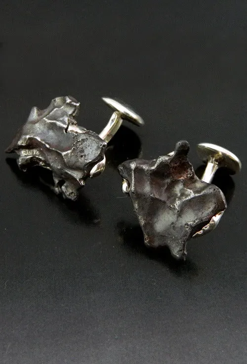 Sikhote-Alin Meteorite Cufflinks in Sterling Silver