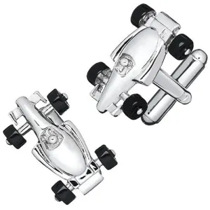 Silver Formula One Race Car Cufflinks