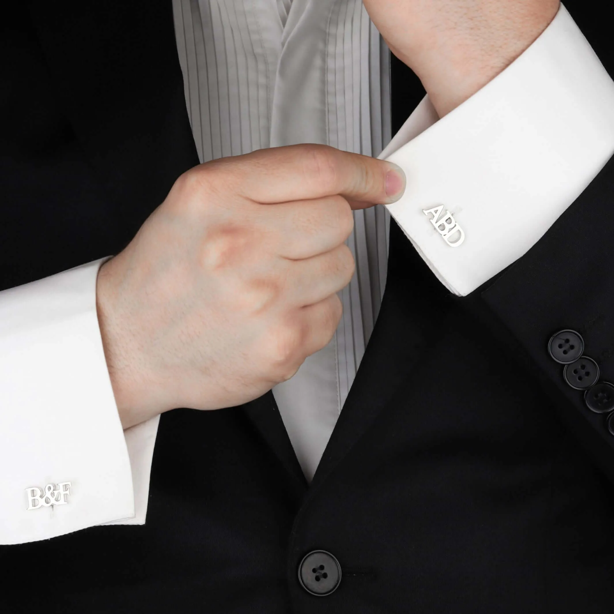 Silver Letter Cufflinks Personalized Wedding Jewelry