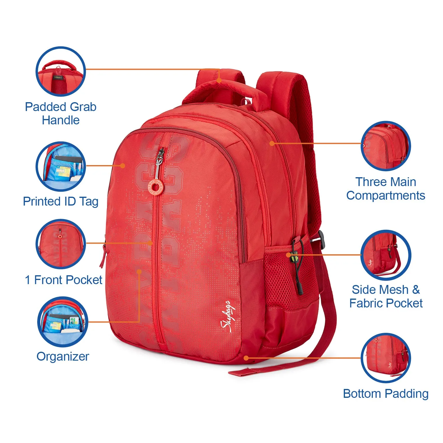 Skybags New Neon 22  05 School Backpack Red
