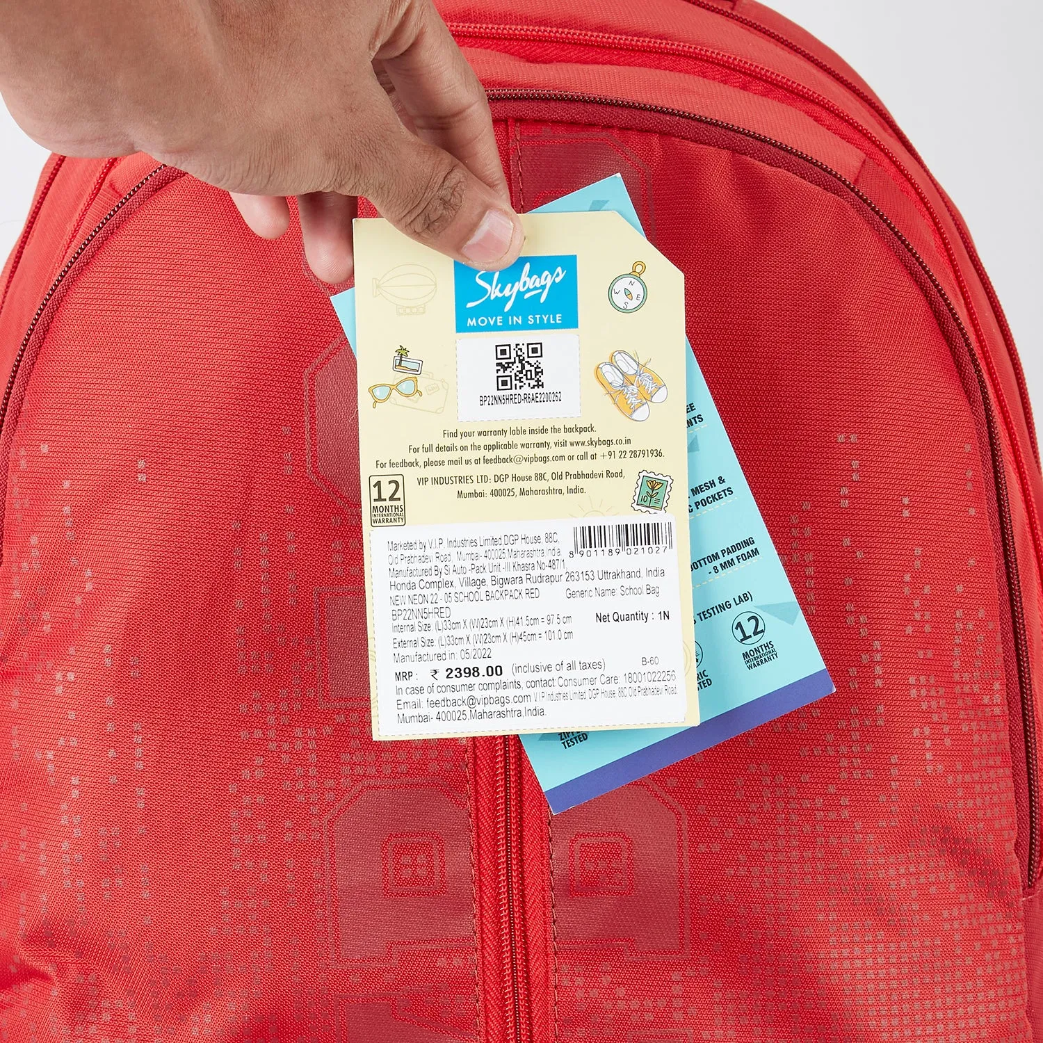 Skybags New Neon 22  05 School Backpack Red