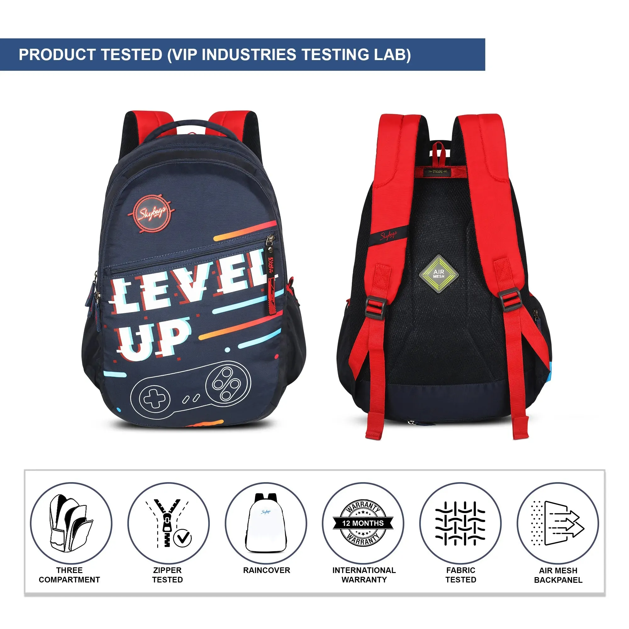 Skybags Shield  01 School Backpack Navy