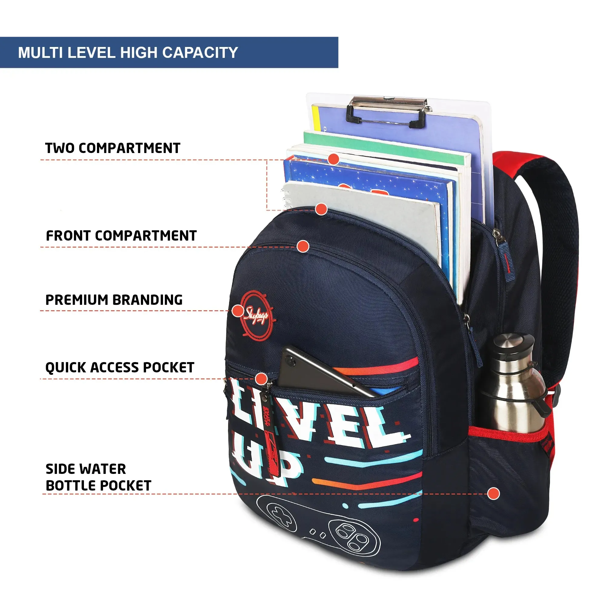 Skybags Shield  01 School Backpack Navy