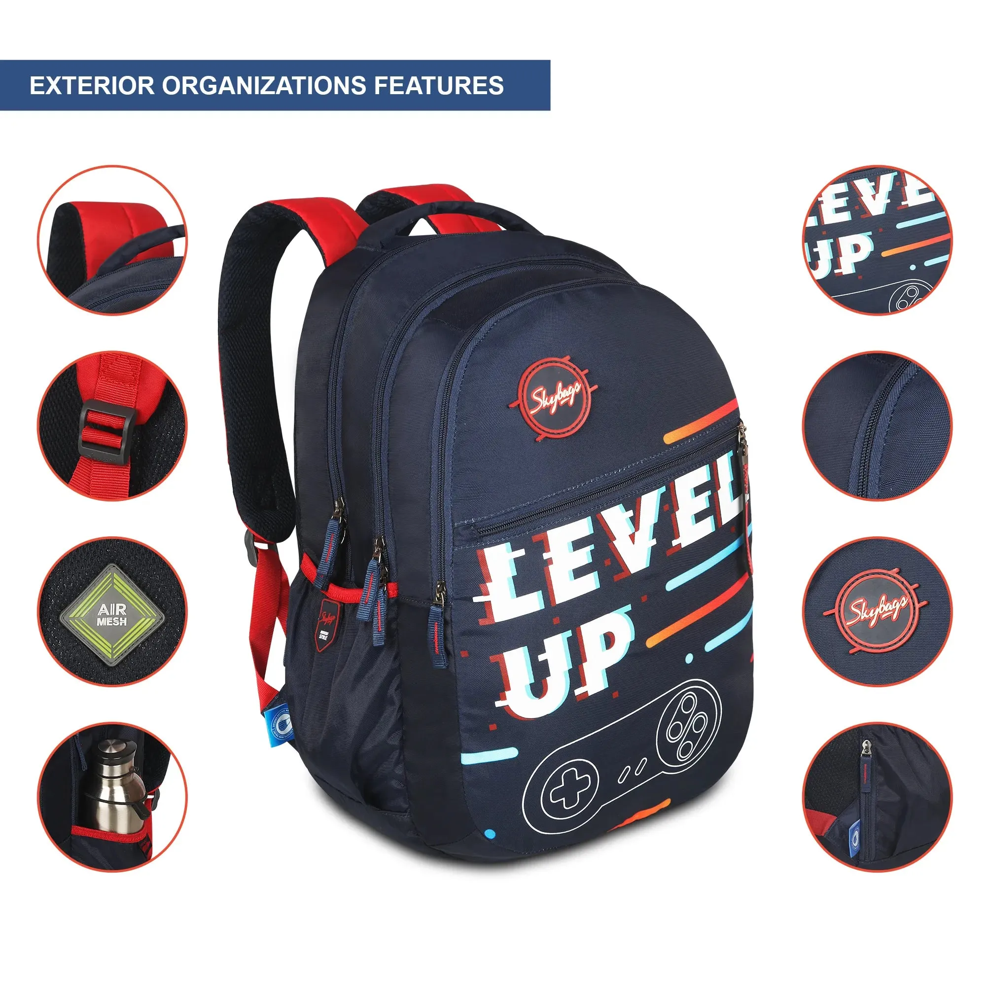 Skybags Shield  01 School Backpack Navy