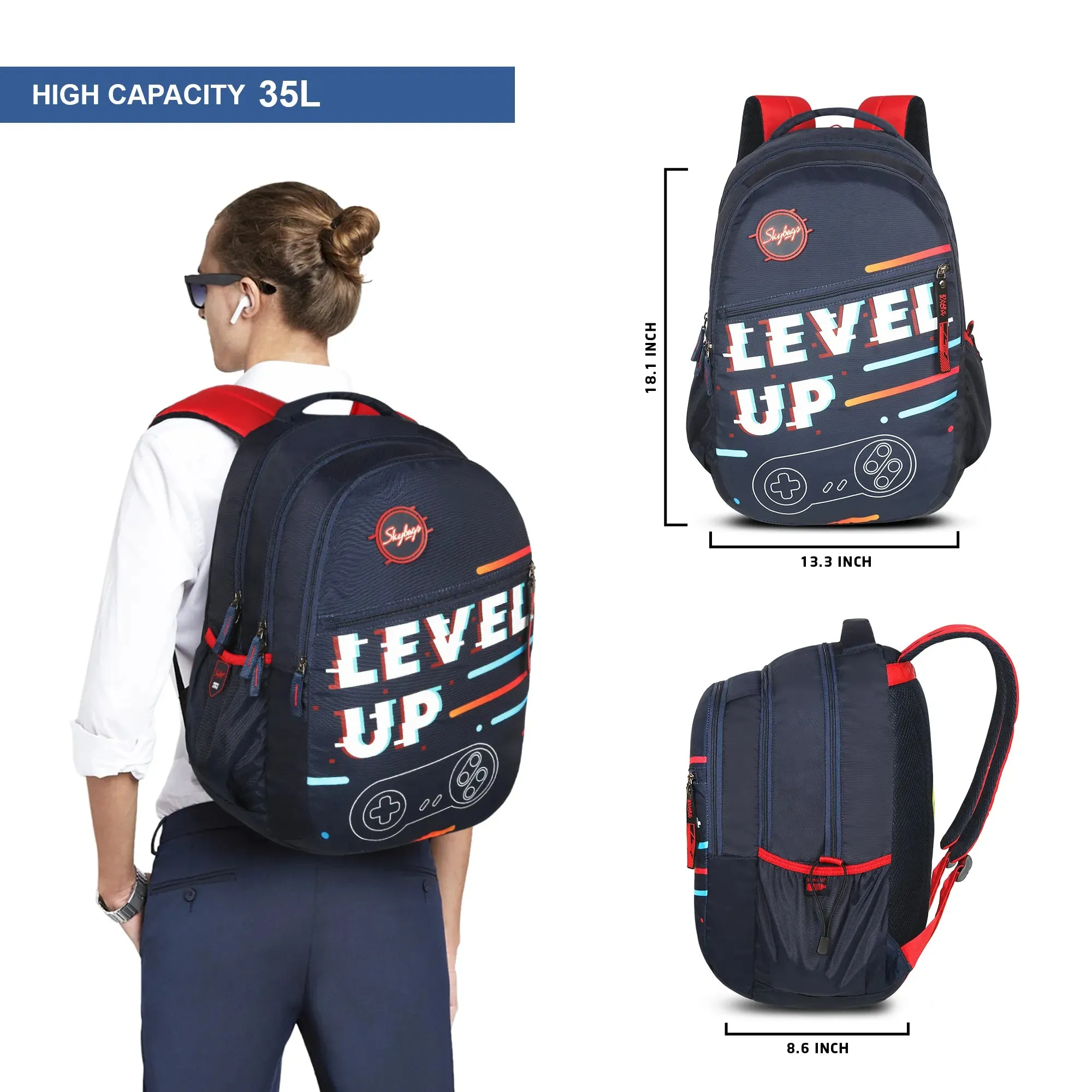 Skybags Shield  01 School Backpack Navy