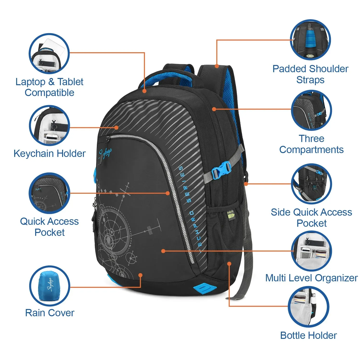 Skybags Valor Pro  03 Laptop Backpack Black