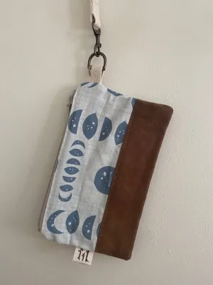 Slate Moon Phase Waxed Canvas Wristlet