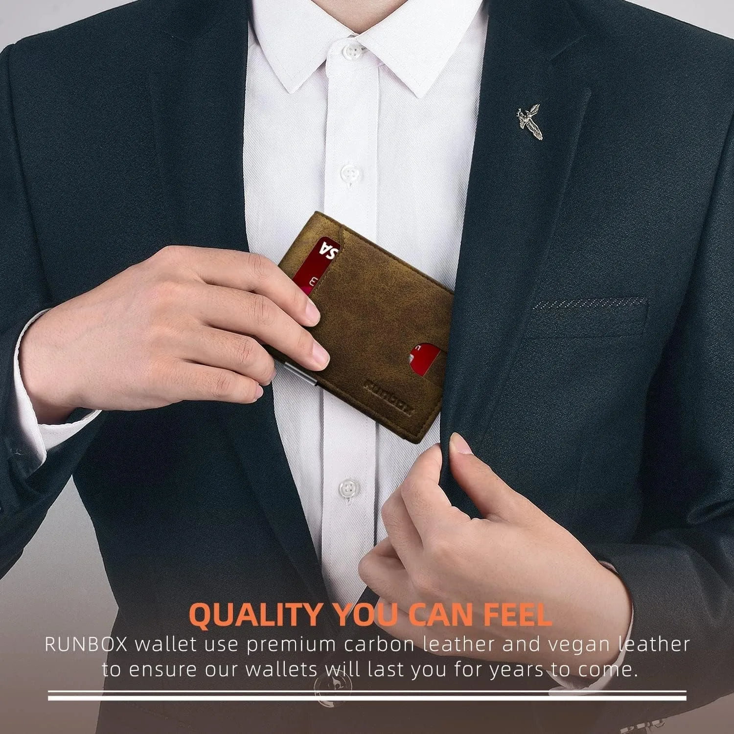 Slim Leather Bifold Wallets for Men with Money Clip