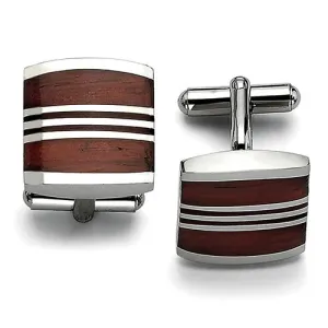 Stainless Steel Wood Inlay Cufflinks