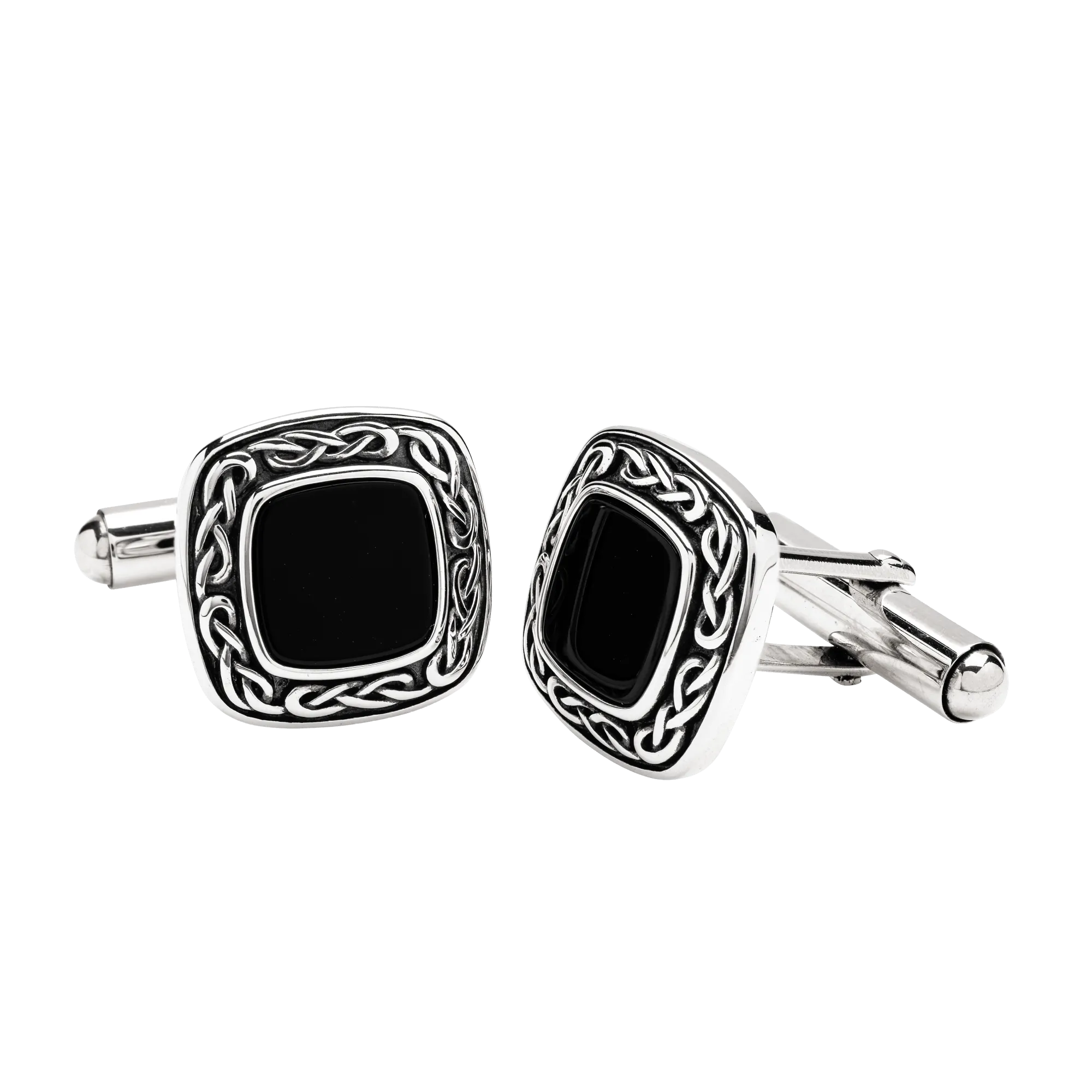 Sterling Silver Gent's Onyx Celtic Cufflinks Sky Collection SC2307
