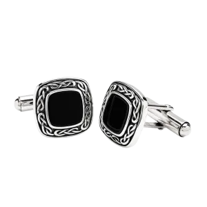 Sterling Silver Gent's Onyx Celtic Cufflinks Sky Collection SC2307