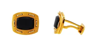 Stitched Rose Gold Onyx Cufflinks