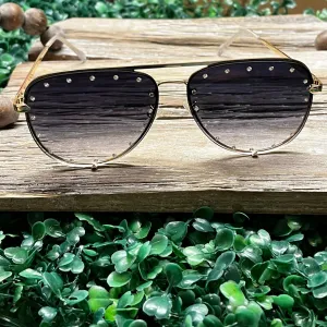 Studded Aviator Sunglasses