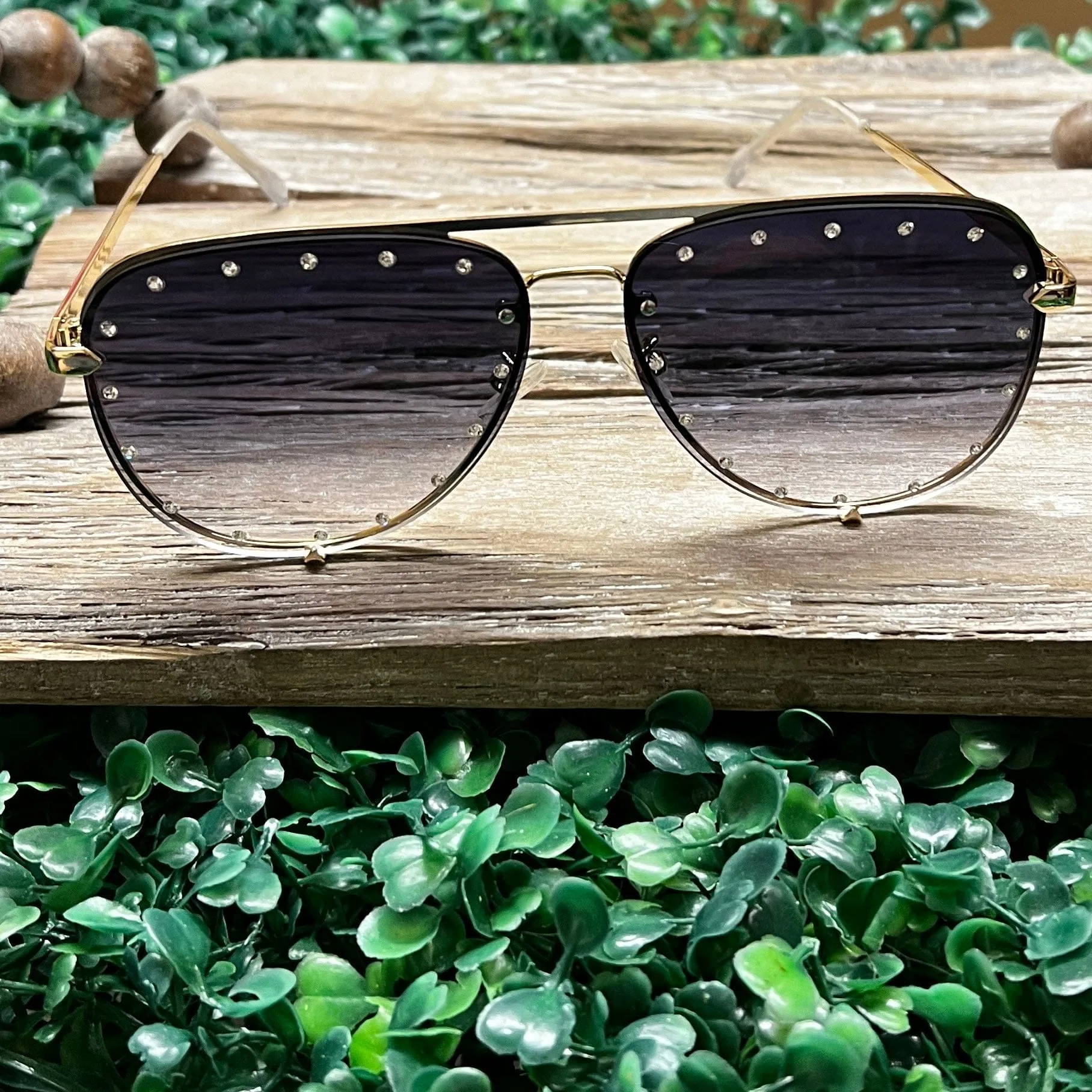 Studded Aviator Sunglasses