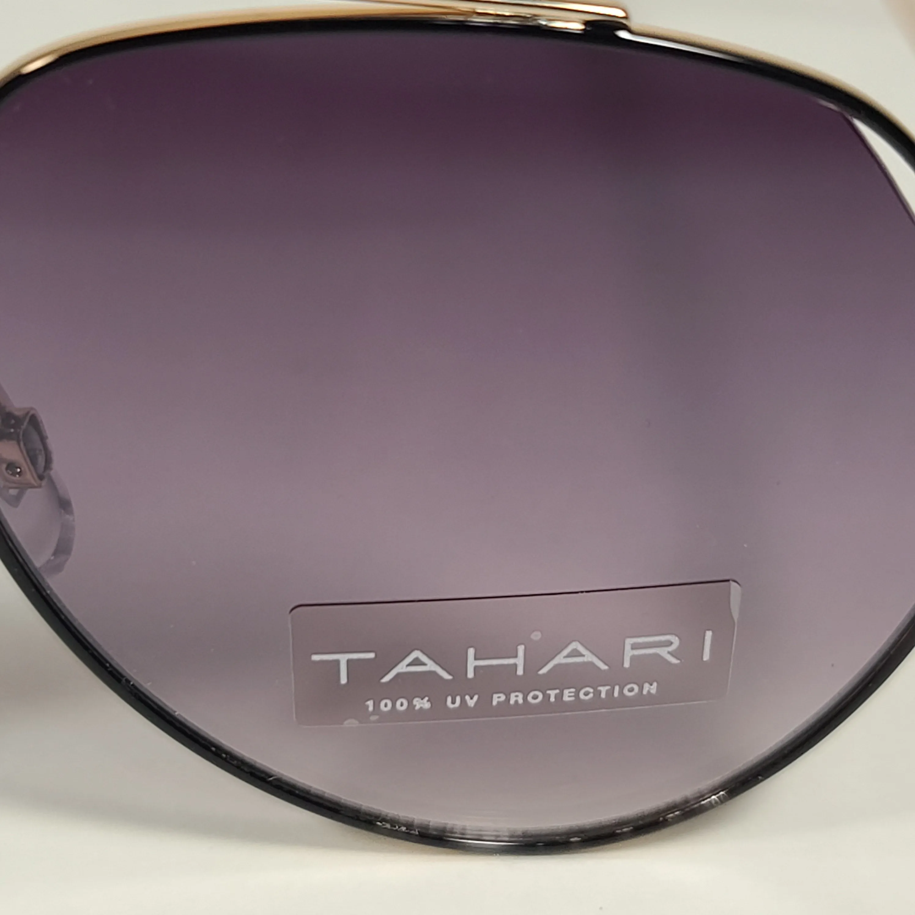 Tahari Aviator Sunglasses Gold Black Frame Gray Gradient Lens TH788 GLDOX