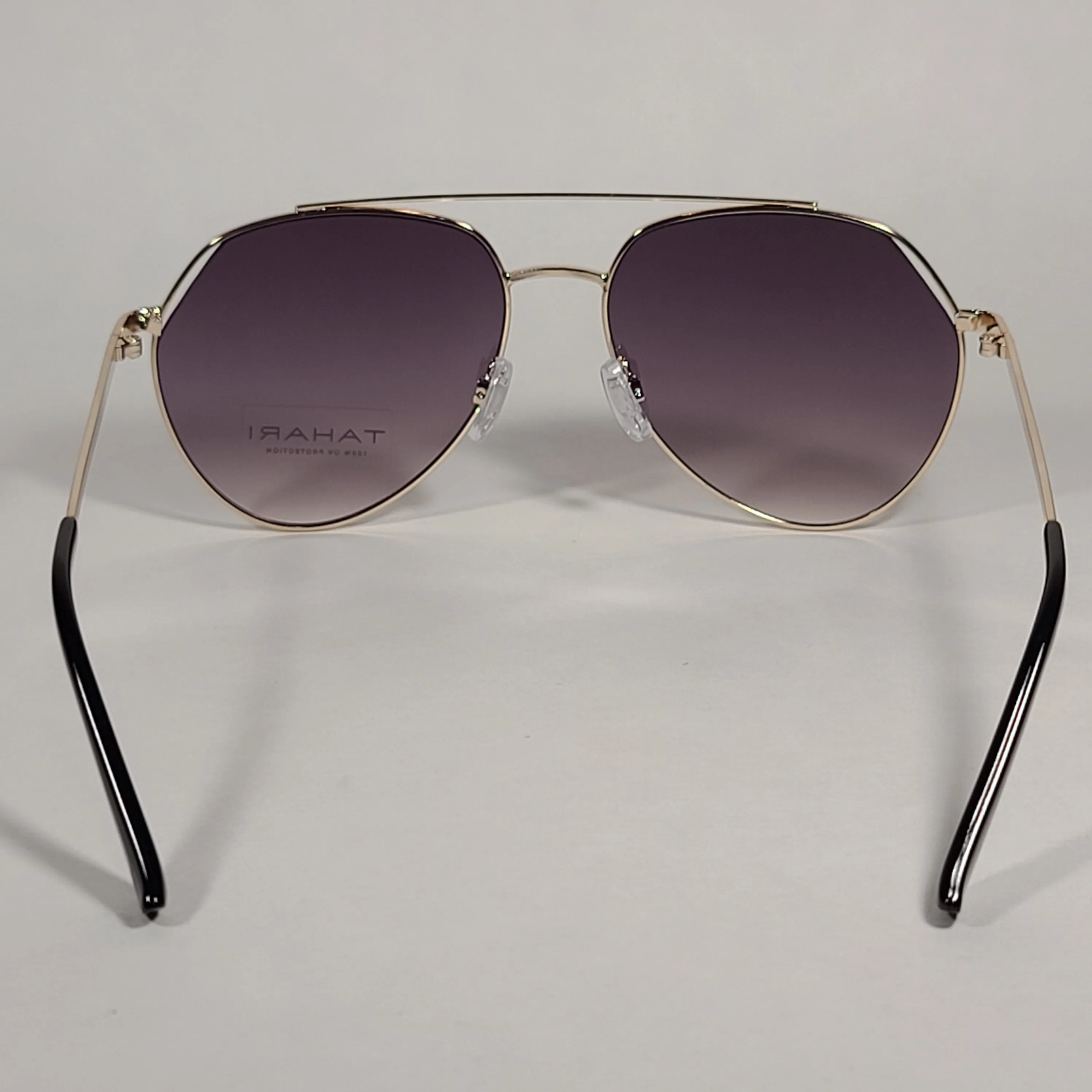 Tahari Aviator Sunglasses Gold Black Frame Gray Gradient Lens TH788 GLDOX
