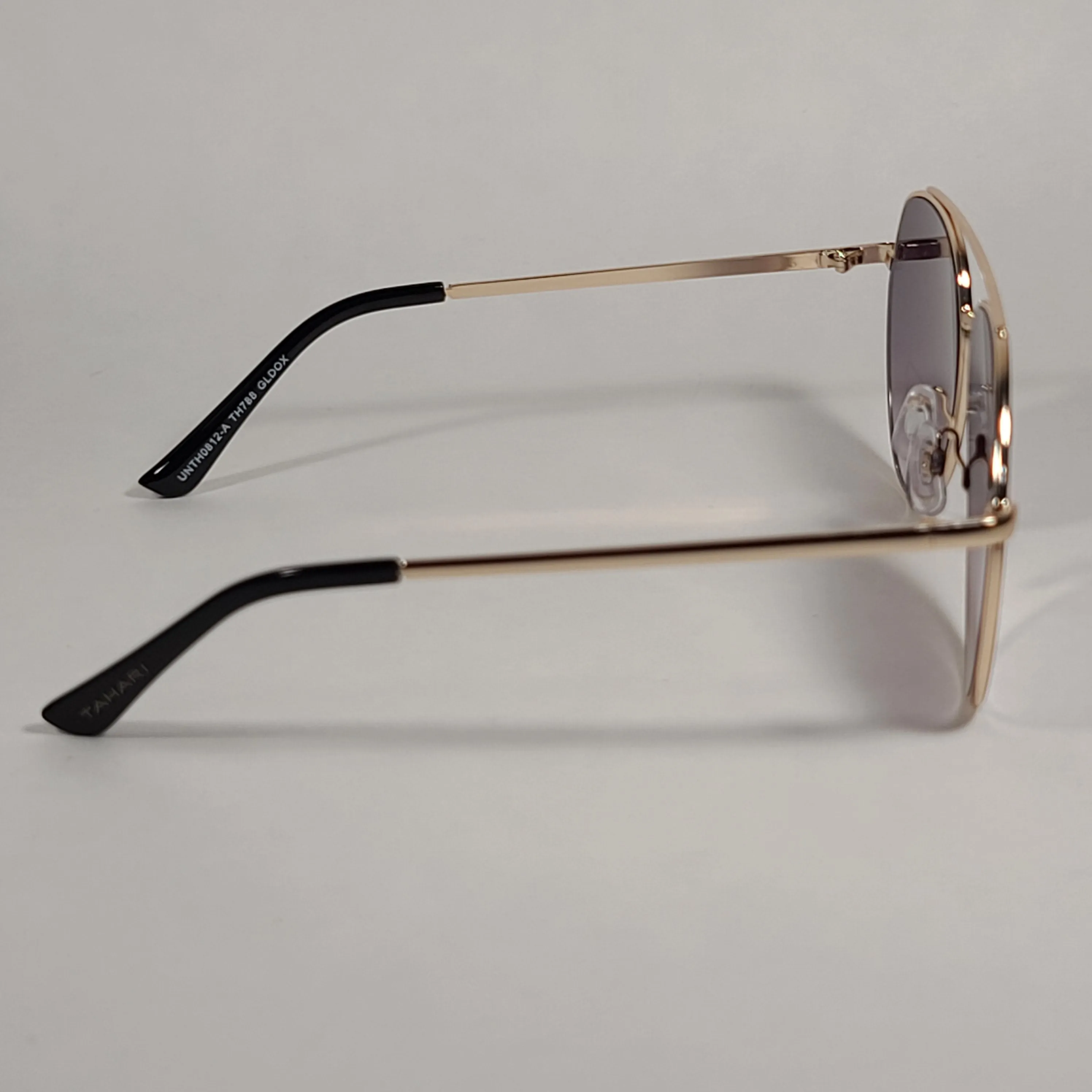 Tahari Aviator Sunglasses Gold Black Frame Gray Gradient Lens TH788 GLDOX