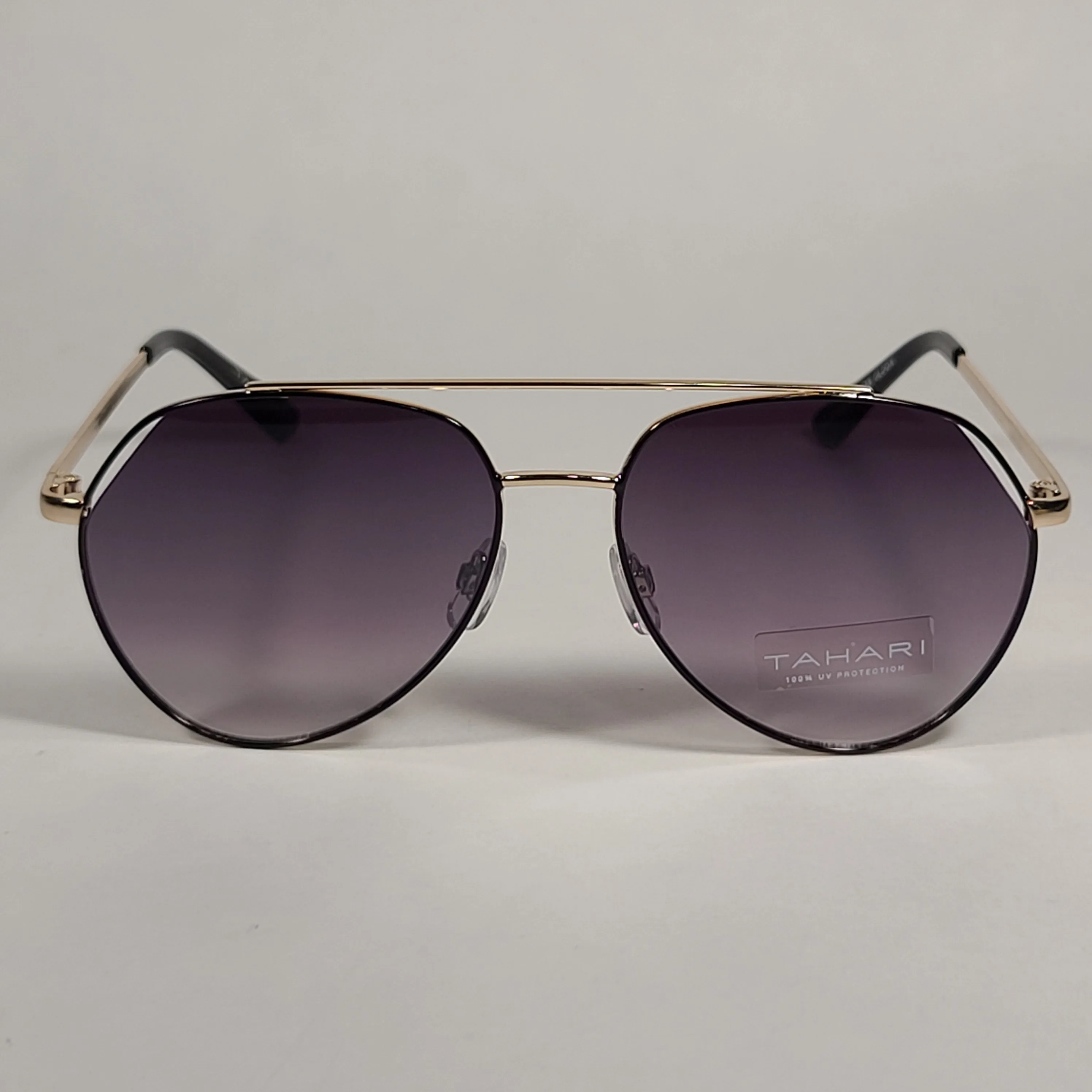 Tahari Aviator Sunglasses Gold Black Frame Gray Gradient Lens TH788 GLDOX