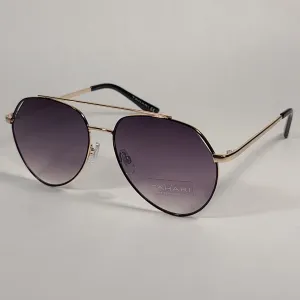 Tahari Aviator Sunglasses Gold Black Frame Gray Gradient Lens TH788 GLDOX