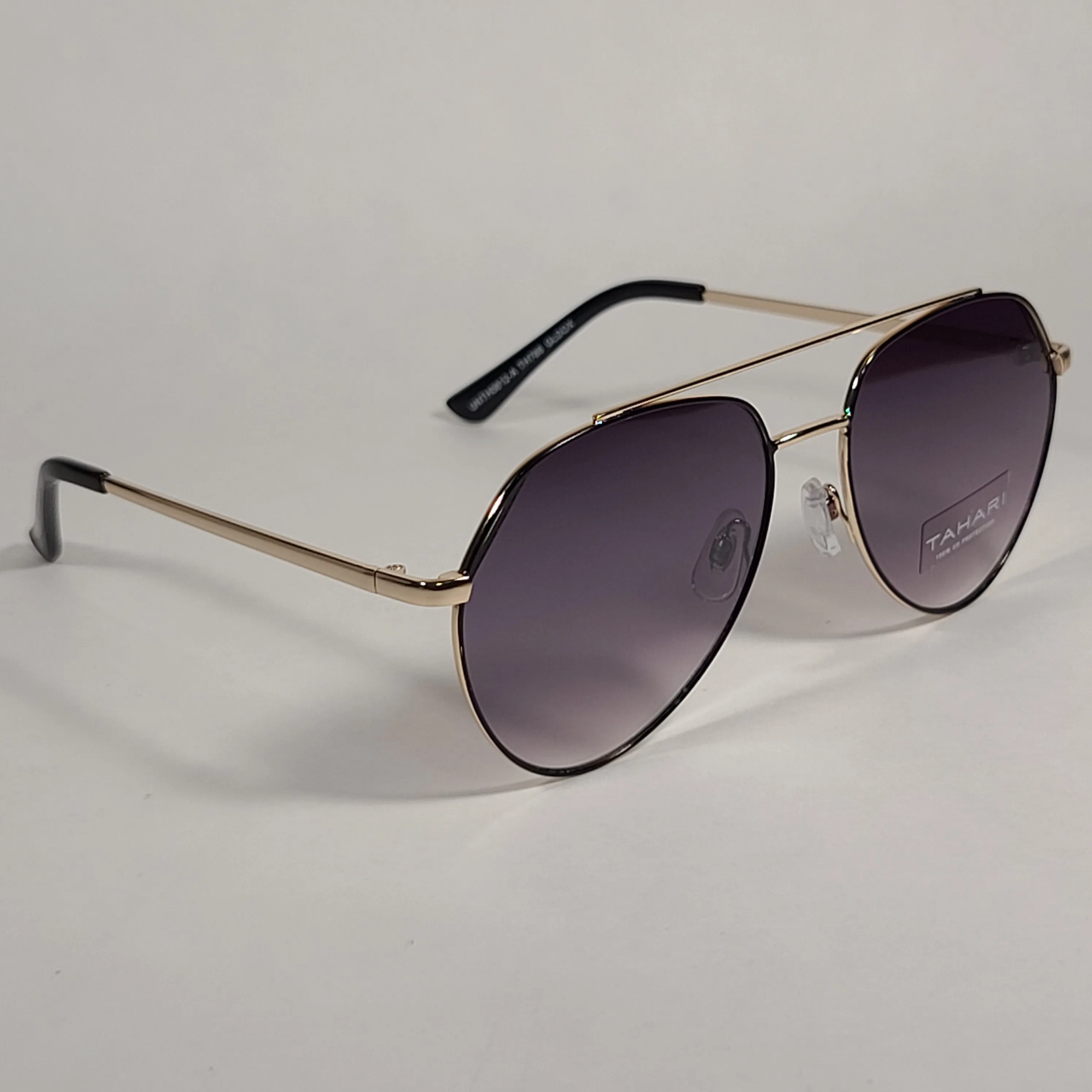 Tahari Aviator Sunglasses Gold Black Frame Gray Gradient Lens TH788 GLDOX