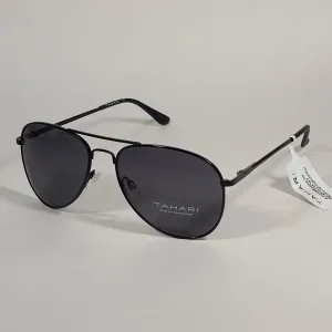 Tahari Aviator Sunglasses Matte Black Frame Gray Tinted Lens TM113 MBLK