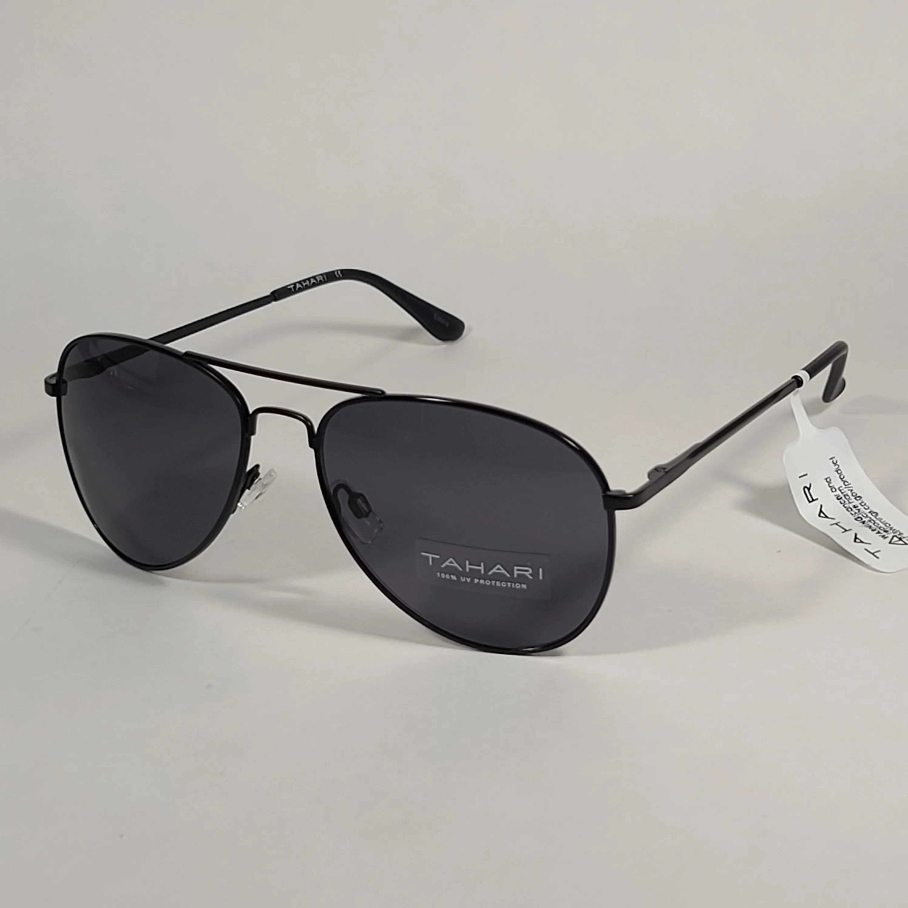Tahari Aviator Sunglasses Matte Black Frame Gray Tinted Lens TM113 MBLK