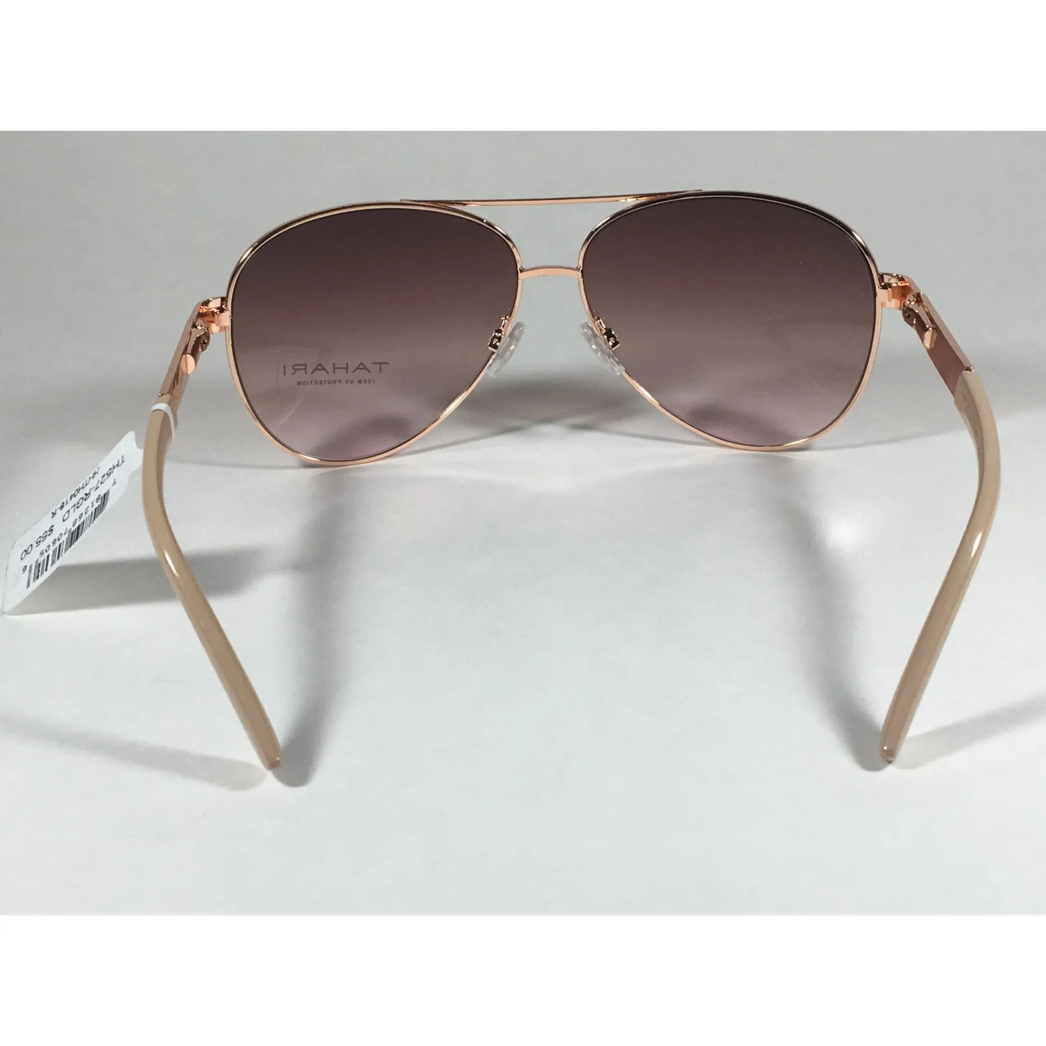 Tahari Aviator Sunglasses Rose Gold Nude Brown Pink Gradient Lens TH527 RGLD