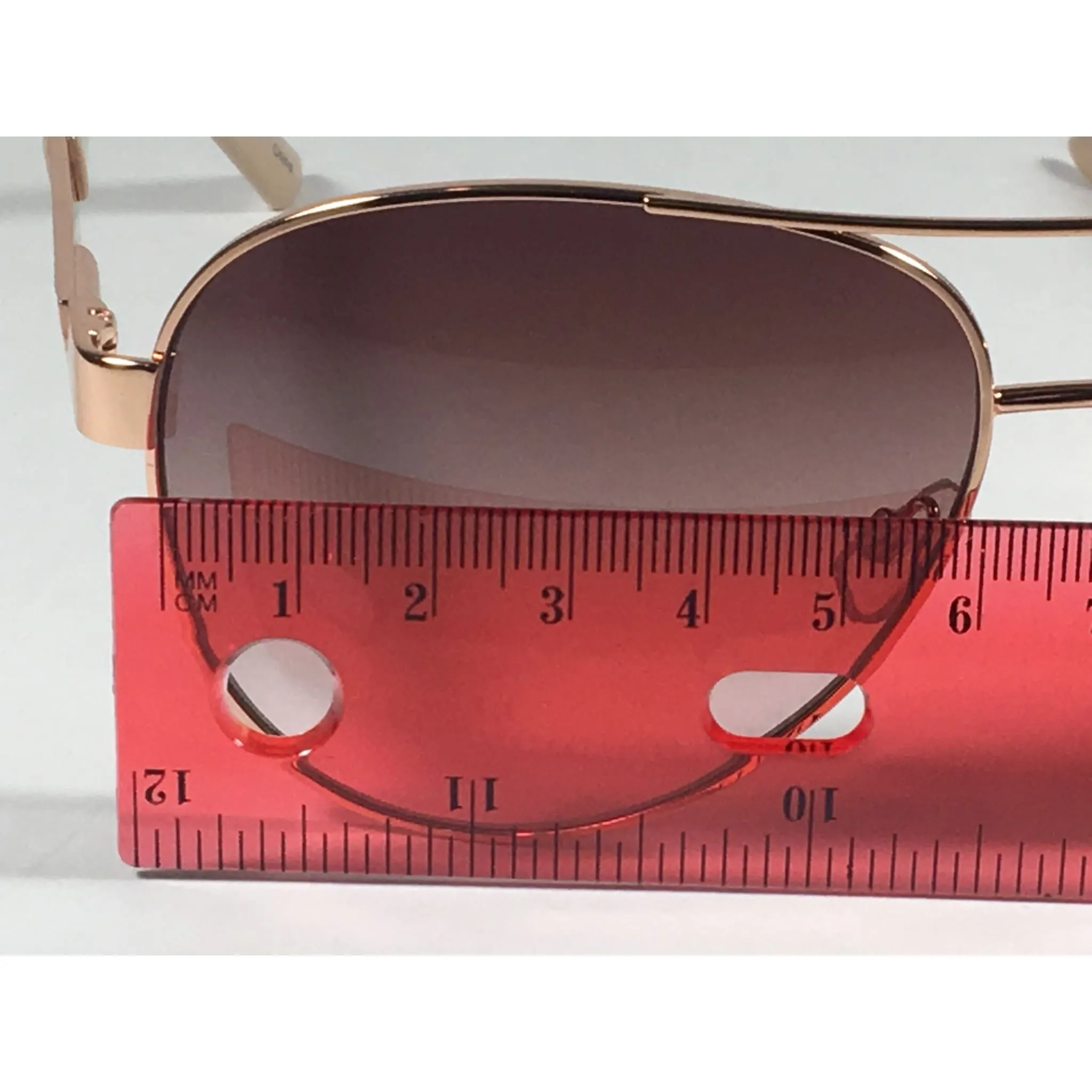 Tahari Aviator Sunglasses Rose Gold Nude Brown Pink Gradient Lens TH527 RGLD