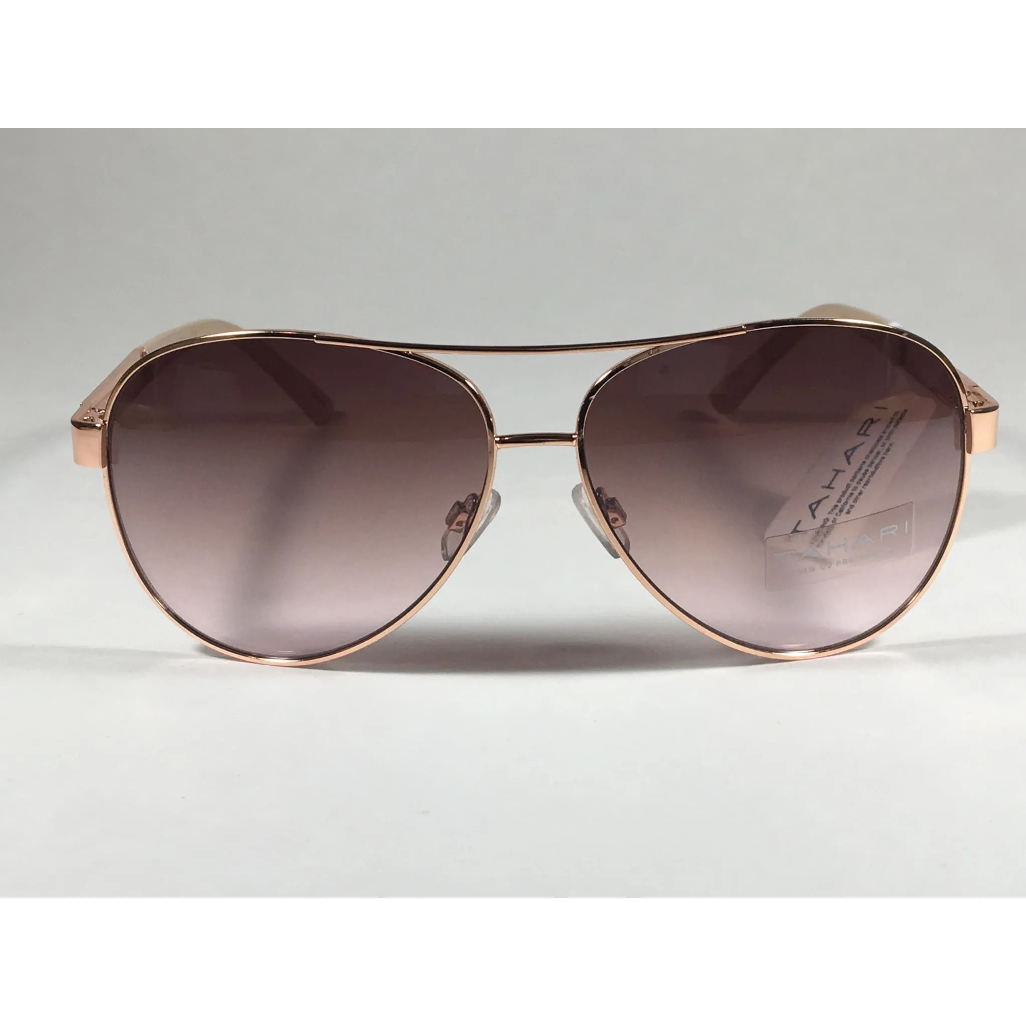 Tahari Aviator Sunglasses Rose Gold Nude Brown Pink Gradient Lens TH527 RGLD