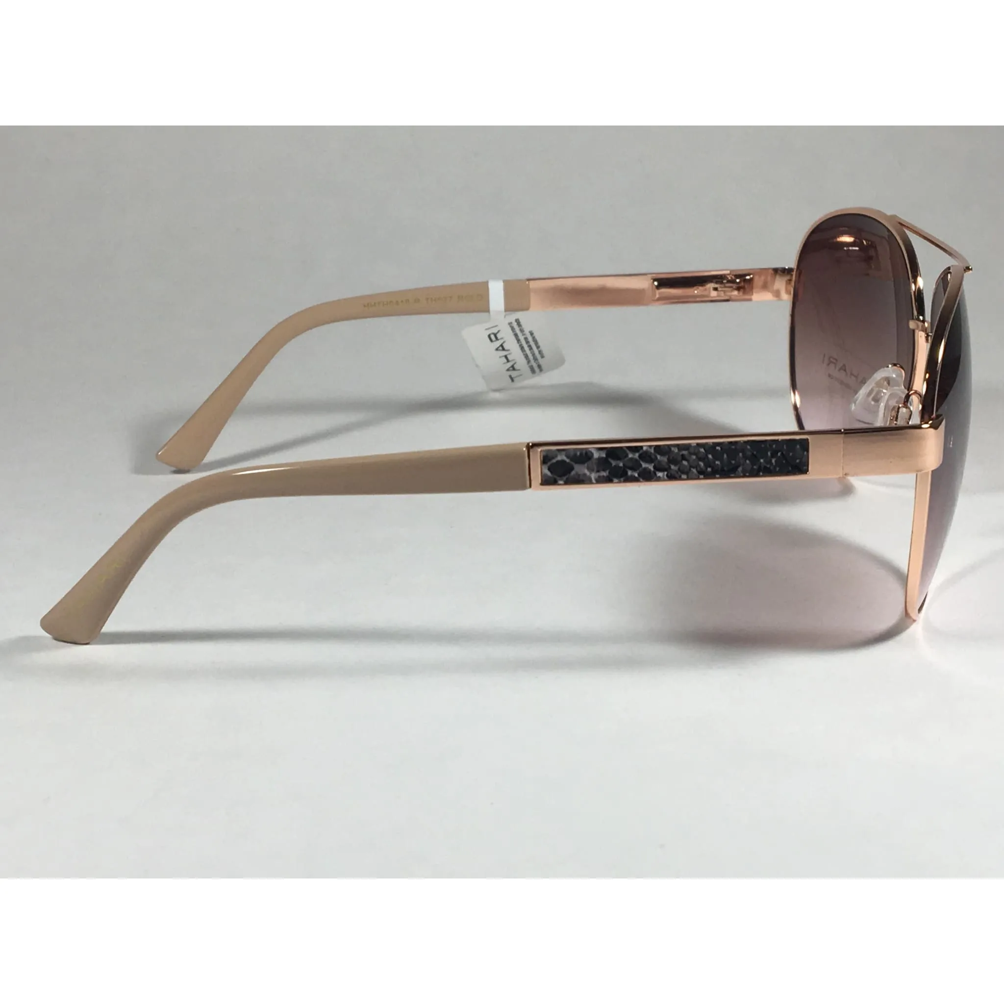 Tahari Aviator Sunglasses Rose Gold Nude Brown Pink Gradient Lens TH527 RGLD