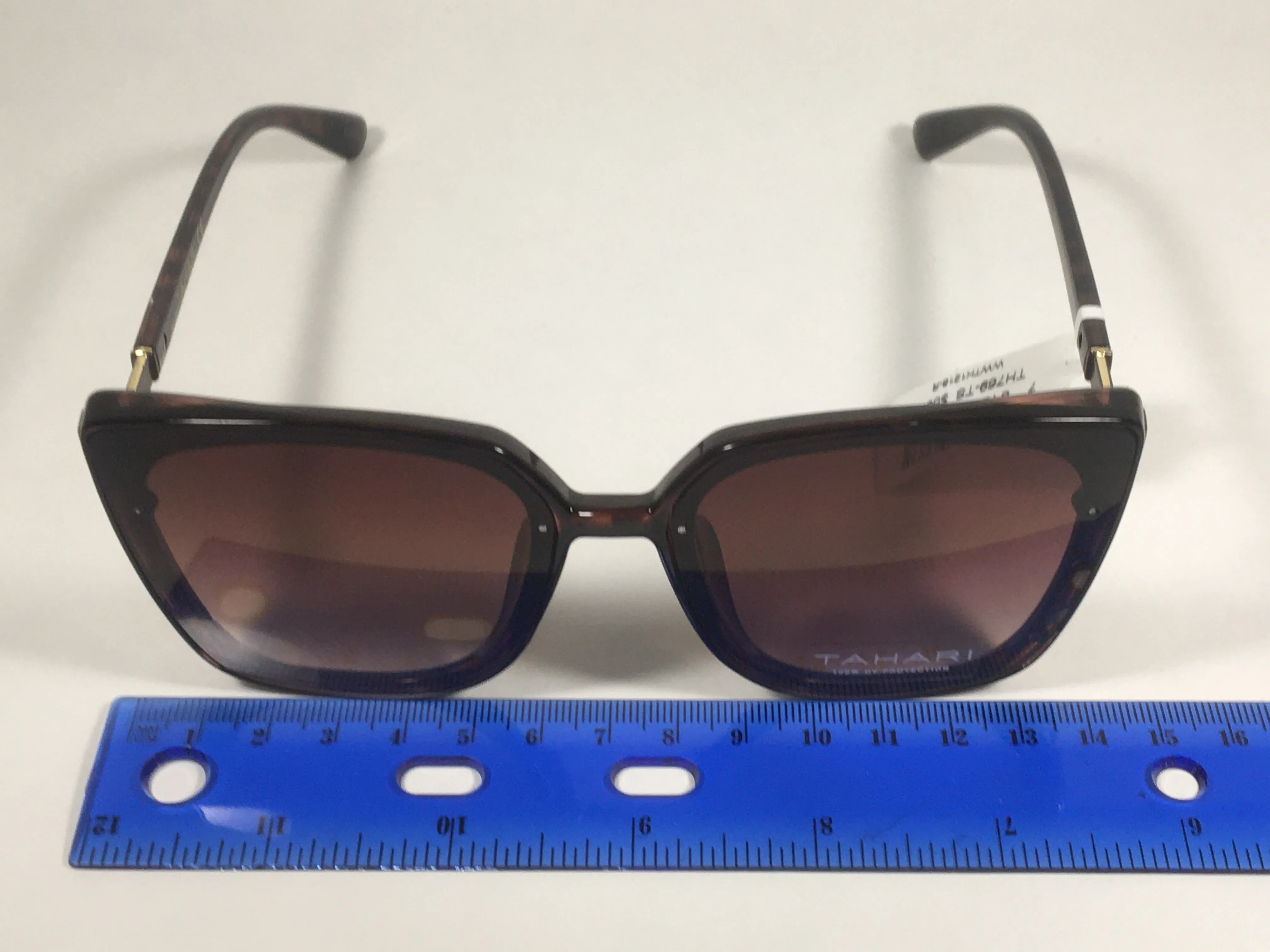 Tahari Cat Eye Square Sunglasses Brown Tortoise Frame Brown Gradient Lens TH769 TS