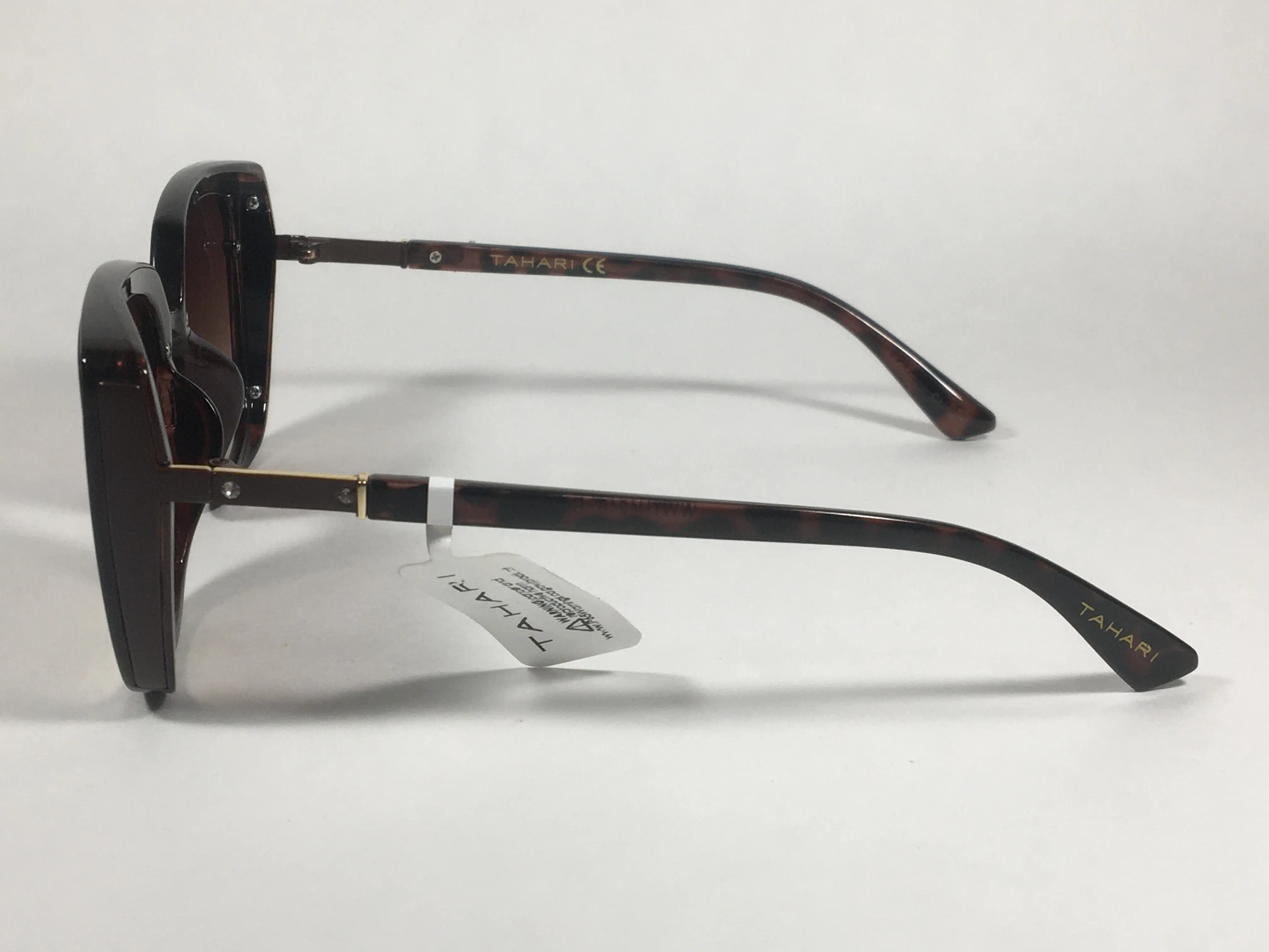 Tahari Cat Eye Square Sunglasses Brown Tortoise Frame Brown Gradient Lens TH769 TS