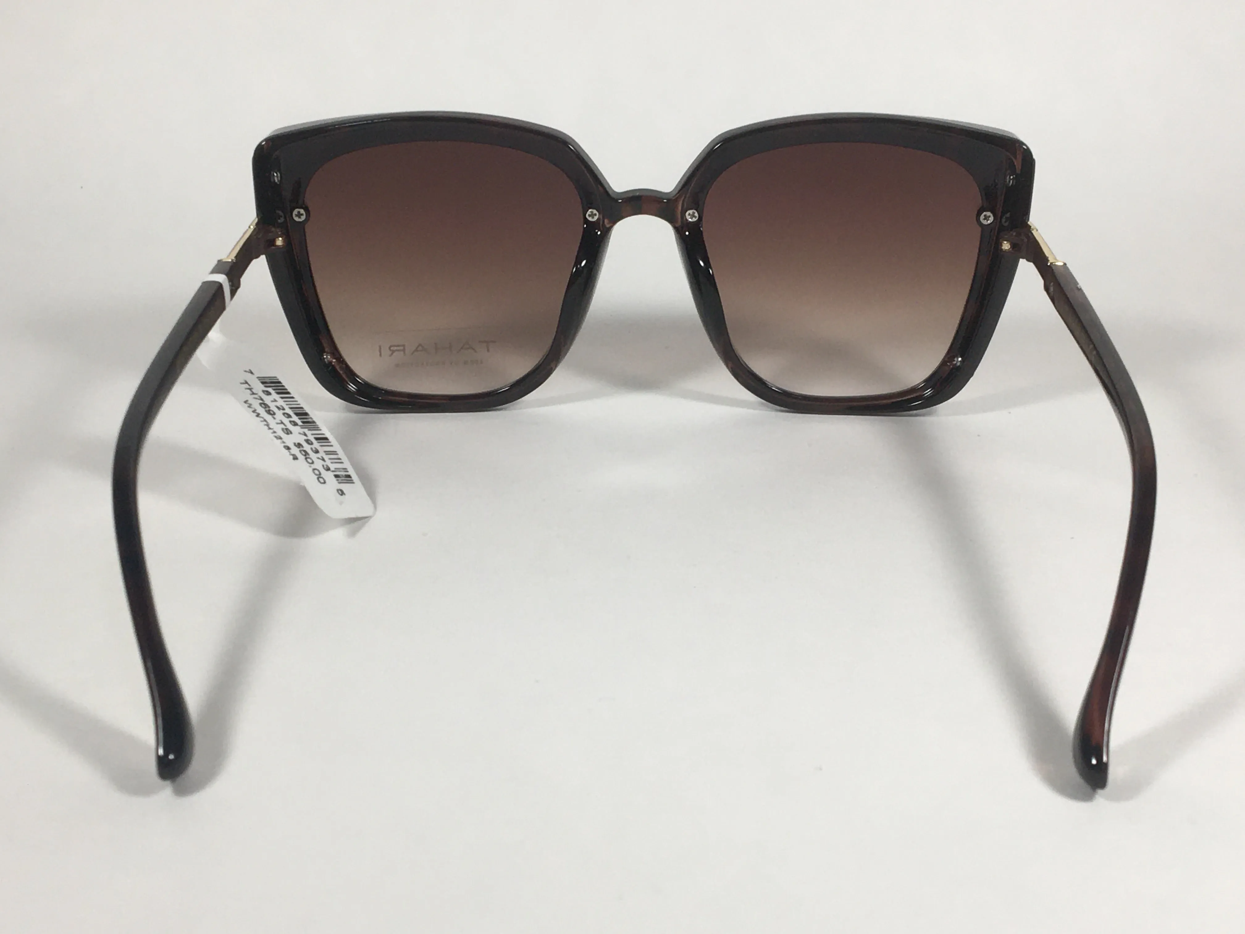 Tahari Cat Eye Square Sunglasses Brown Tortoise Frame Brown Gradient Lens TH769 TS
