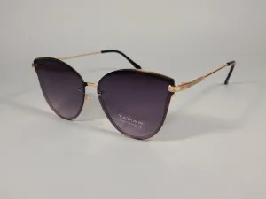 Tahari Rimless Cat Eye Sunglasses Black Gold Frame Gray Gradient Lens TH725 GLDOX