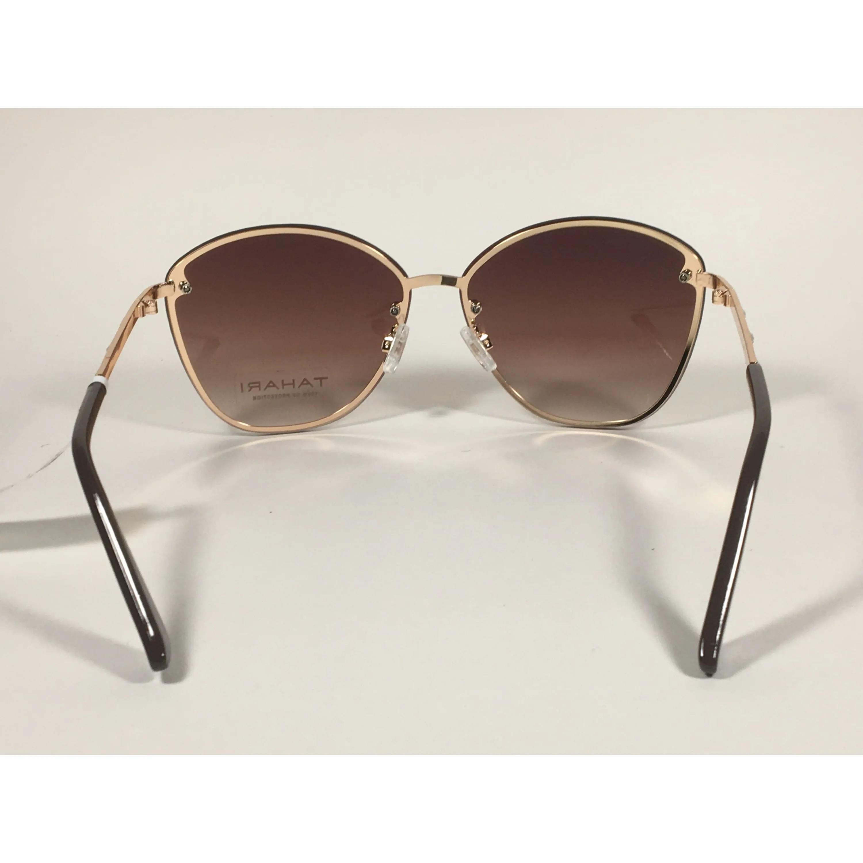 Tahari Rimless Cat Eye Sunglasses Gold Brown With Brown Gradient Lens TH652 GLDBR